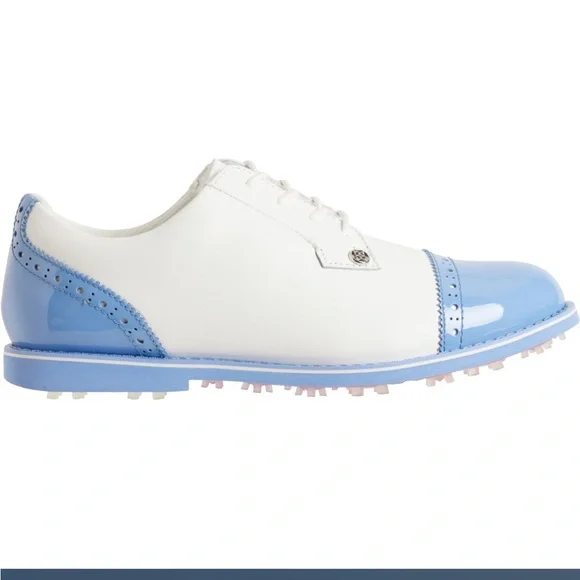 NEW⛳️G/FORE Women Quilted Cap Toe Gallivanter Golf Shoes Snow/Vista Blue size 5 - Picture 3 of 10